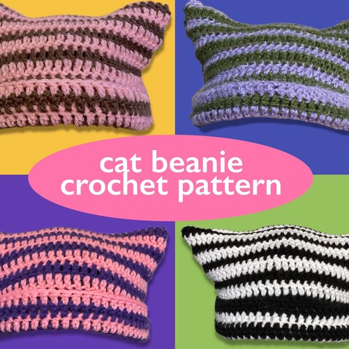 PATTERN Cat Beanie Crochet Pattern Etsy