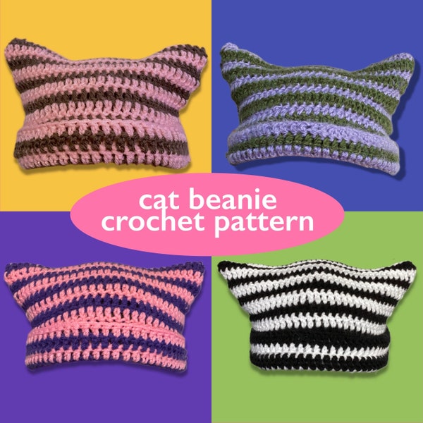 PATTERN: Cat Beanie Crochet Pattern