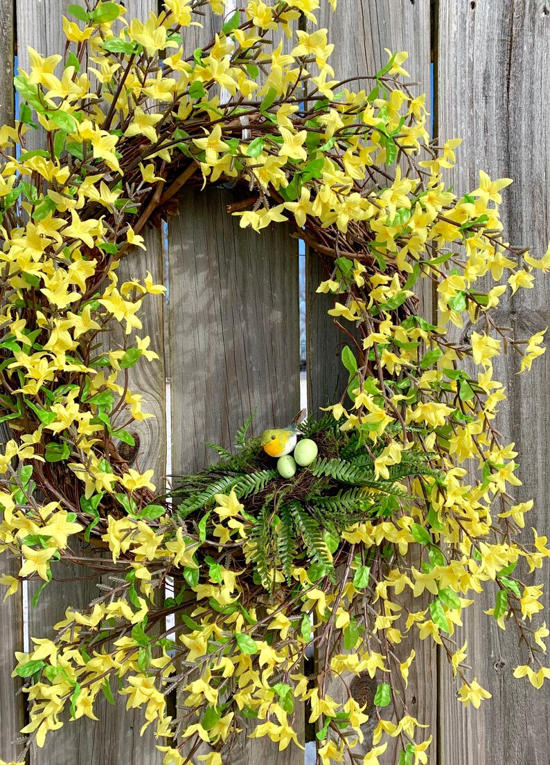 Yellow Forsythia Wreath Yellow Spring Wreath for Front Door Etsy