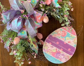 Pastel Easter Egg Wreath: Spring Front Door Decor