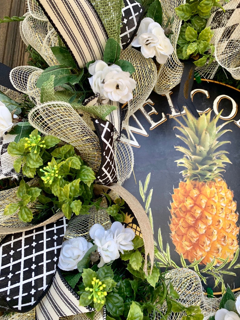 Pineapple Wreath Year Round Wreath for Front Door Etsy