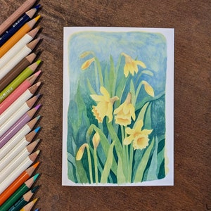 Jonquilles ~ Carte de voeux illustrée vierge