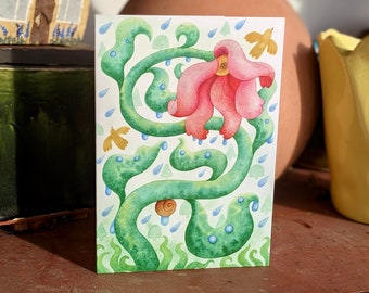 Spring Rain ~ Blank Illustrated Greeting Card