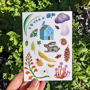 Collage nature ~ Carte de voeux vierge illustrée
