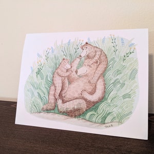Illustration de famille d'ours ~ carte de voeux vierge