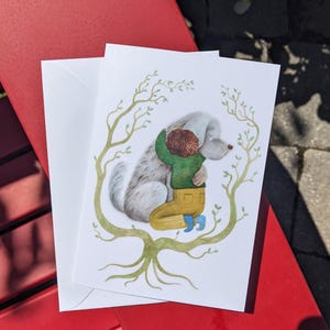 Câlins de chien ~ carte de voeux illustrée vierge