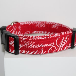Christmas Cursive dog collar, Holiday dog collar, Handmade dog collar, Fabric dog collar, Dog collars, Custom dog collar, Dogs, Christmas
