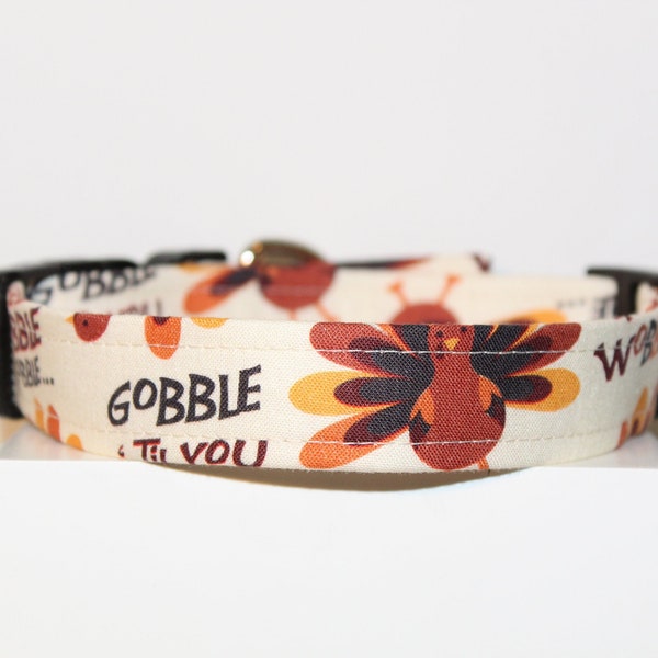 Gobble Thanksgiving dog collar, Thanksgiving collar, Dog collar for Thanksgiving, Dog collar, Handmade dog collar, Fabric dog collar, Dogs