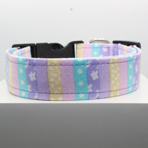 Easter Stripes dog collar, Handmade dog collar, Custom dog collar, Fabric dog collar, Print dog collar, Easter dog collar, Dog collars.