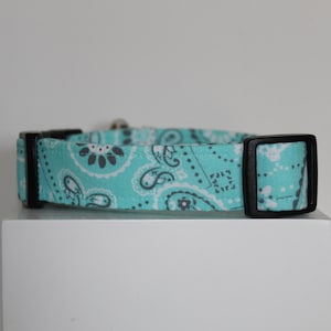 Aqua bandana dog collar, Handmade dog collar. Dog collar, Bandana dog collar, Bandana collar.