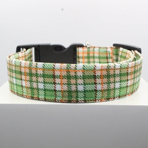 St. Paddy&#39;s plaid dog collar, Handmade dog collar, Custom dog collar, Fabric dog collar, Print dog collar, St. Patrick dog collar, Dogs.