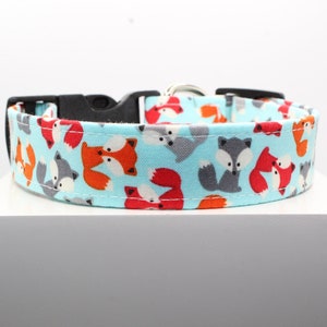 Foxies dog collar, Collars for dogs, Dog Collars, Handmade dog collar, Custom dog collar, Print dog collar, Fabric dog collar, Dogs.