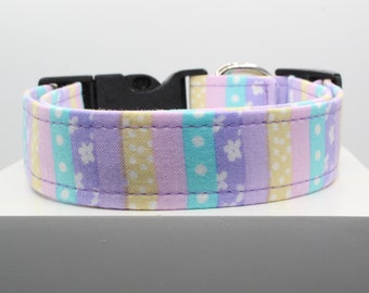 Easter Stripes | Handmade dog collar, Fabric dog collar, Adjustable dog collar, Durable dog collar, Stylish dog collar, Custom dog collar