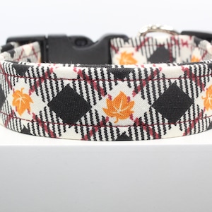 Autumn Check plaid dog collar, Handmade dog collar, Custom dog collar, Collars for dogs, Dog collars, Autumn dog collar, Fabric dog collar.