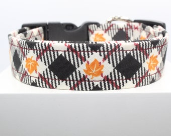 Autumn Check plaid | Handmade dog collar, Fabric dog collar, Adjustable dog collar, Durable dog collar, Stylish dog collar