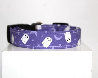 Midnight Ghosts | Handmade dog collar, Fabric dog collar, Adjustable dog collar, Durable dog collar, Pet collar gift