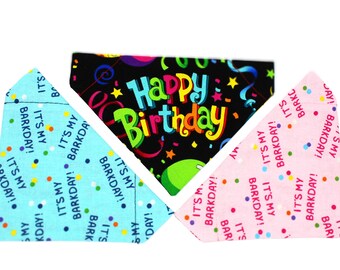 Slide On Birthday Bandana | Handmade dog bandana, Handmade Party bandana, Birthday puppy bandana, Party dog accessory, Puppy gift
