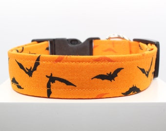 Halloween Bats | Handmade fabric dog collar, Custom pet collar, Durable dog collar, Lightweight dog collar, Adjustable dog collar