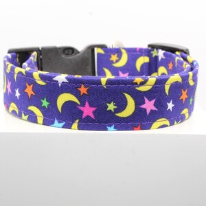 Moons & Stars dog collar, Print dog collar, Handmade dog collar, Custom dog collar, Fabric dog collar, Collars for dogs, Dog Collar, Dogs.