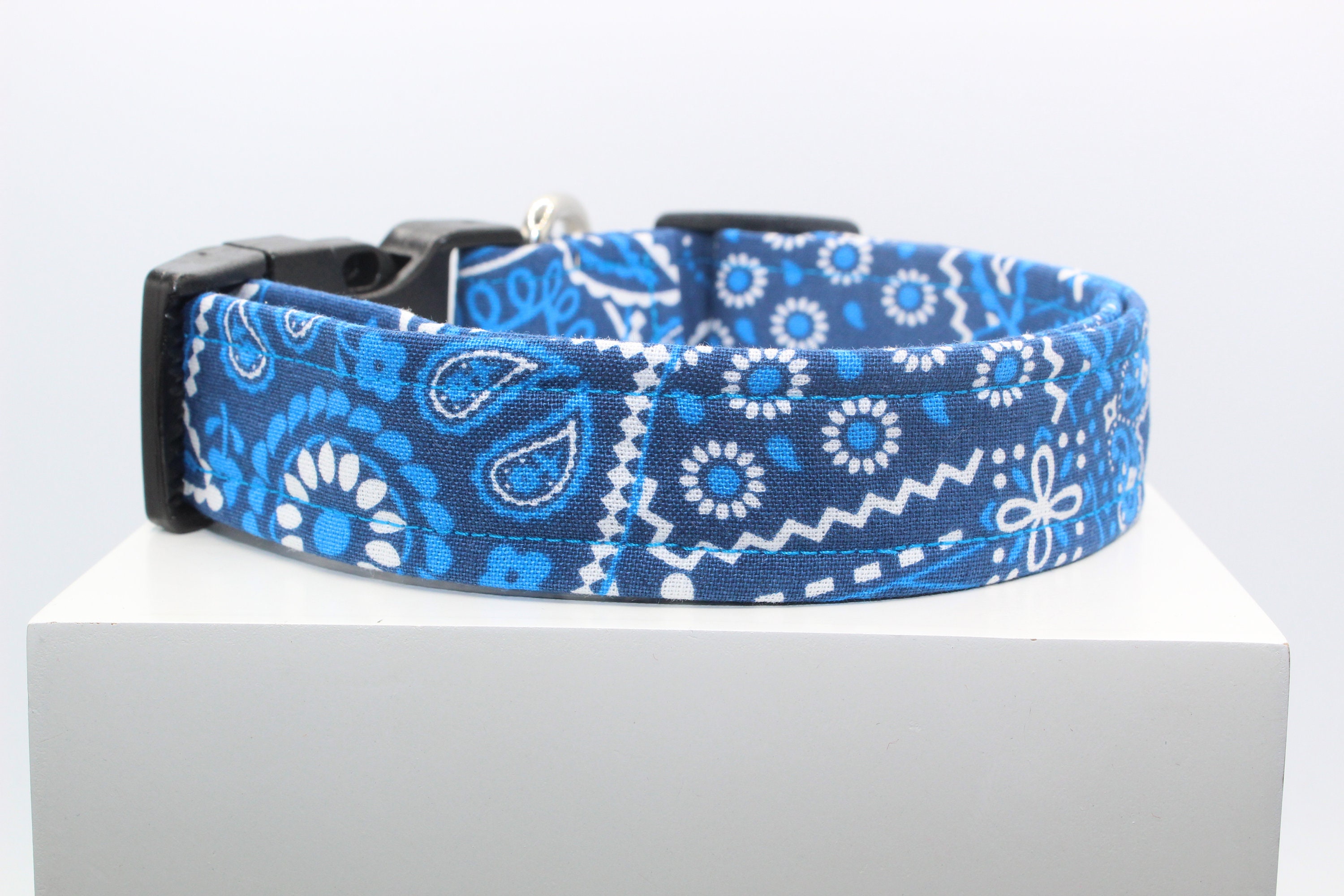Blue bandana dog collar Handmade dog collar Custom dog Etsy