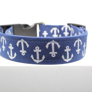Blue Marina dog collar, Handmade dog collar, Fabric dog collar, Print dog collar, Custom dog collar, Collars for dogs, Dog collars, Dogs