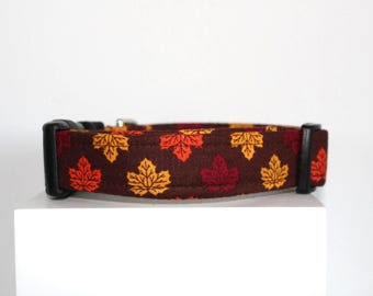 Maple leaves | Handmade dog collar, Fabric dog collar, Adjustable dog collar, Durable dog collar, Stylish dog collar, Custom dog collar
