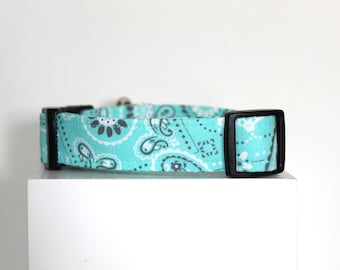 Aqua bandana | Handmade dog collar, Fabric dog collar, Adjustable dog collar, Durable dog collar, Stylish dog collar, Pet collar gift