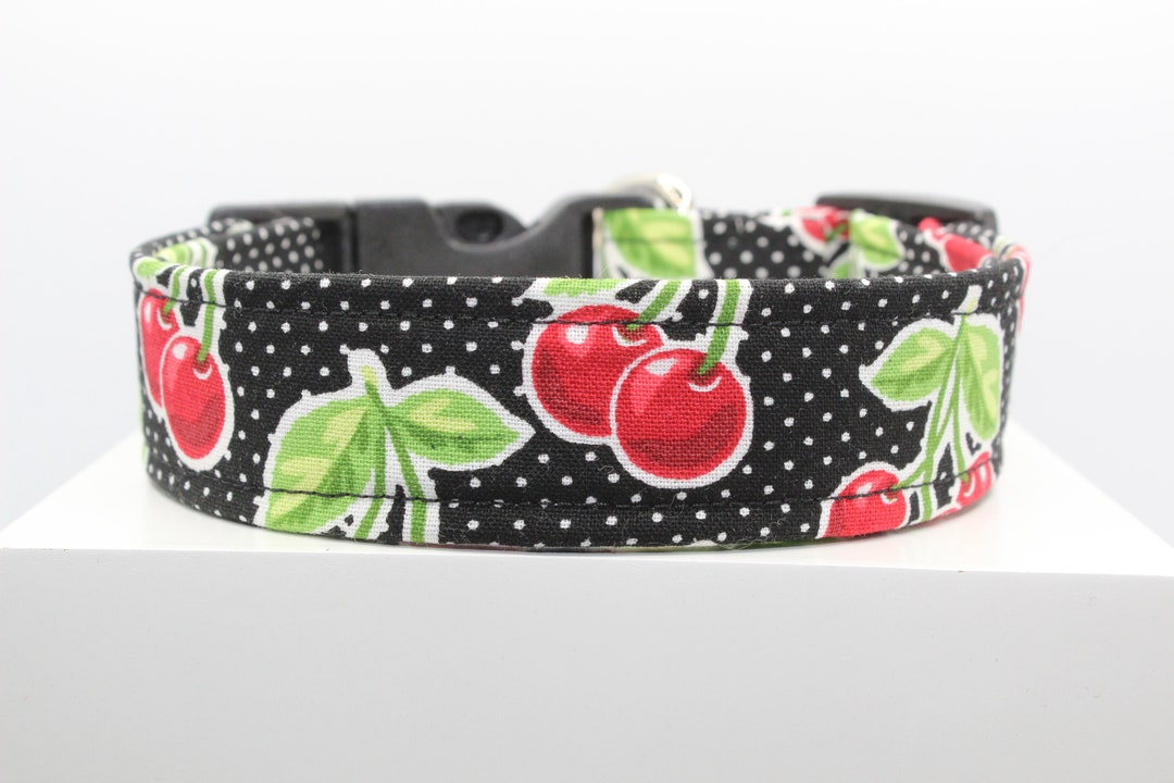 Sweet Cherry Dog Collar, Handmade Dog Collar, Custom Dog Collar, Dog