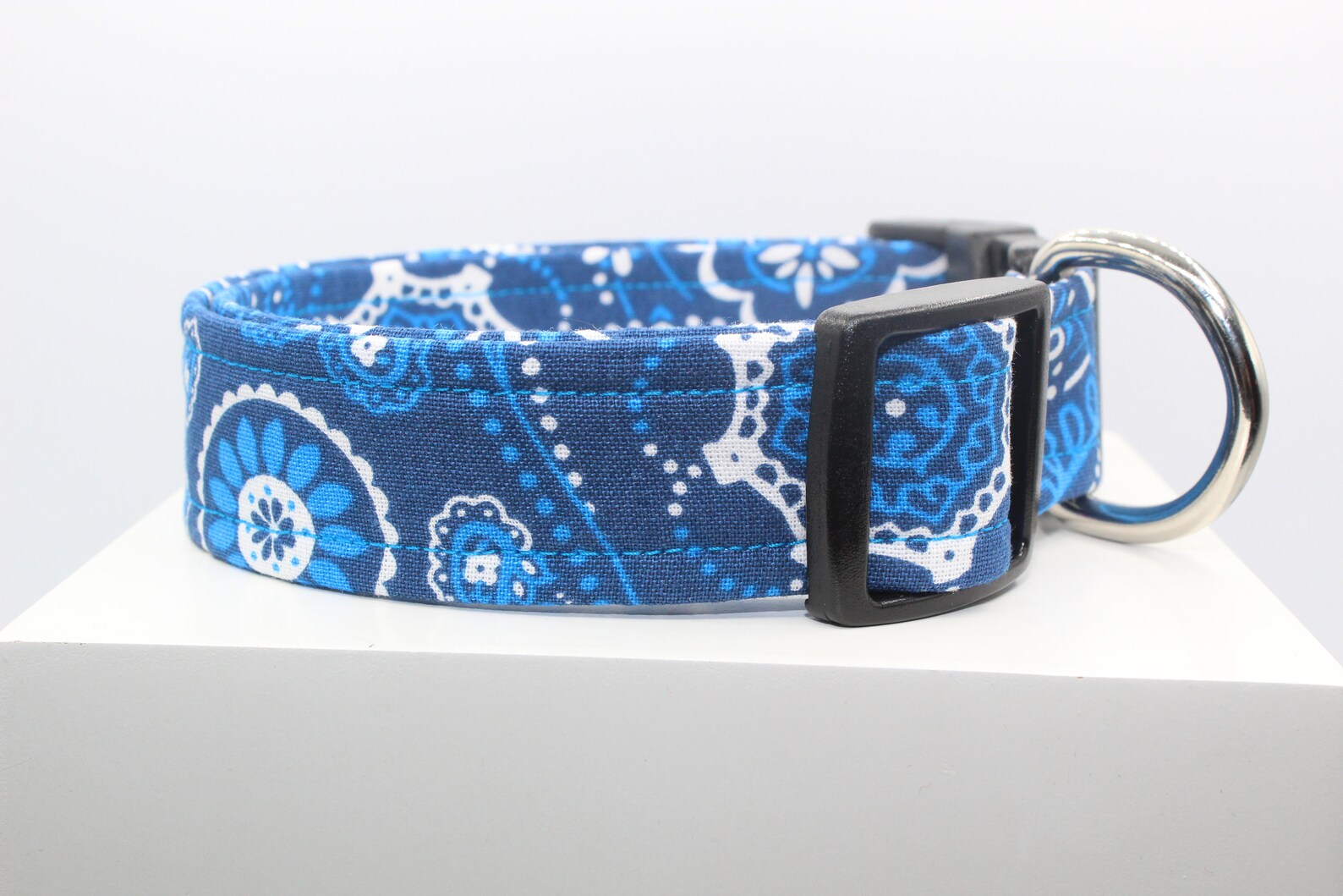 Blue Bandana Dog Collar Handmade Dog Collar Custom Dog Etsy