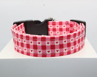 Gingham Valentine's | Handmade dog collar, Fabric dog collar, Adjustable dog collar, Durable dog collar, Stylish dog collar, Puppy gift