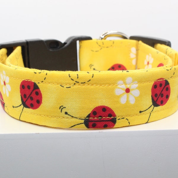 Yellow Ladybugs dog collar, Collars for dogs, Dog collars, Fabric dog collar, Custom dog collar, Dog lovers, Dogs