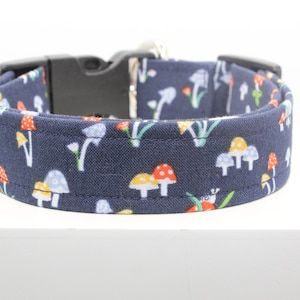 Mini Mushrooms dog collar, Handmade dog collar, Custom dog collar, Fabric dog collar, Print dog collar, Dog lovers, Dogs