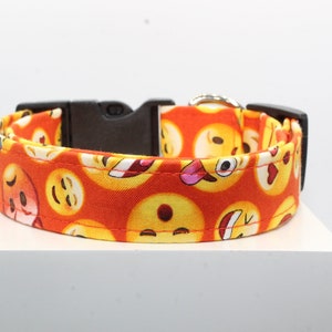 Emoji faces dog collar, Dog collars, Handmade dog collar, Fabric dog collar, Custom dog collar, St. Patrick dog collar, Print dog collar.