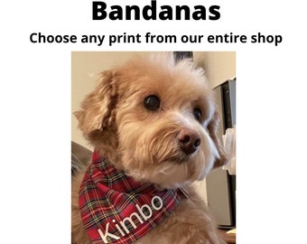 Slide on Bandana with Personalized Option, Dog bandanas, Personalized dog bandanas, Bandanas. (Choose any print)