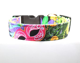 Mardi Gras | Handmade dog collar, Fabric dog collar, Adjustable dog collar, Durable dog collar, Stylish dog collar, Matching dog collar