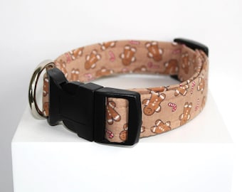 Pepparkaksmannen | Handgjort hundhalsband i tyg, Anpassat hundhalsband, Slitstarkt hundhalsband, Lätt hundhalsband, Justerbart hundhalsband