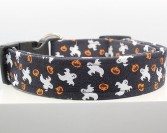 Ghost & Pumpkins Handmade dog collar, Fabric dog collar, Adjustable dog collar, Durable dog collar, Stylish dog collar, Custom dog collar