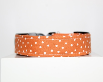 Orange Polka Dot | Handmade dog collar, Fabric dog collar, Adjustable dog collar, Durable dog collar, Stylish dog collar, Unique pet collar