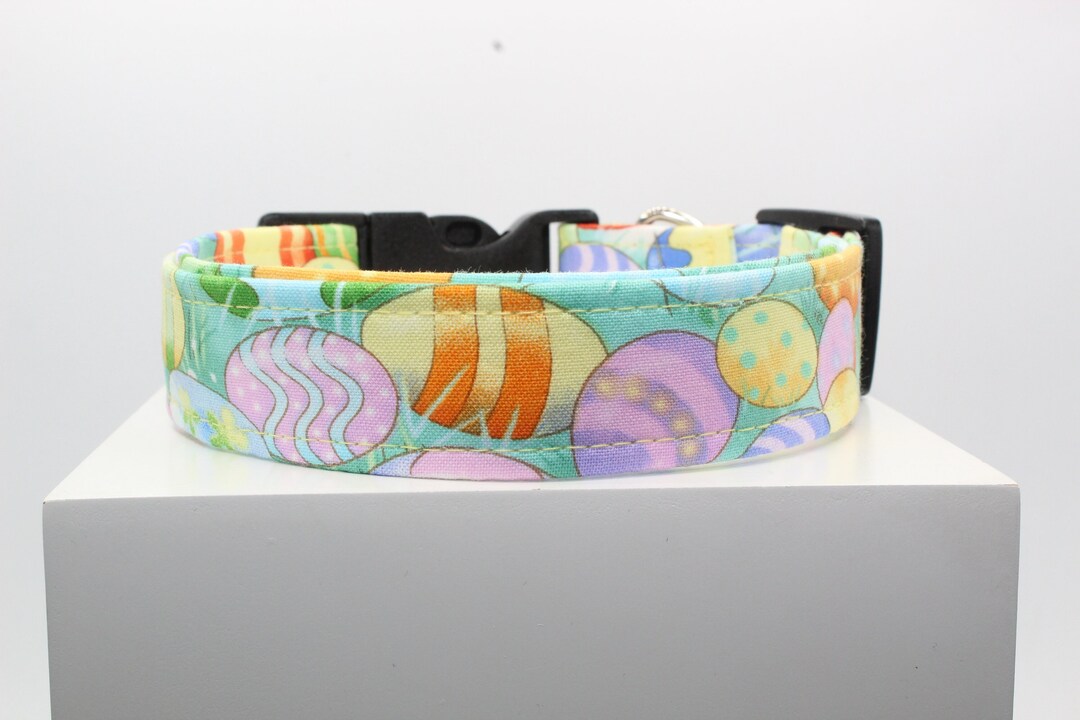 Easter Eggs Hunt Dog Collars, Custom Dog Collar, Fabric Dog Collar