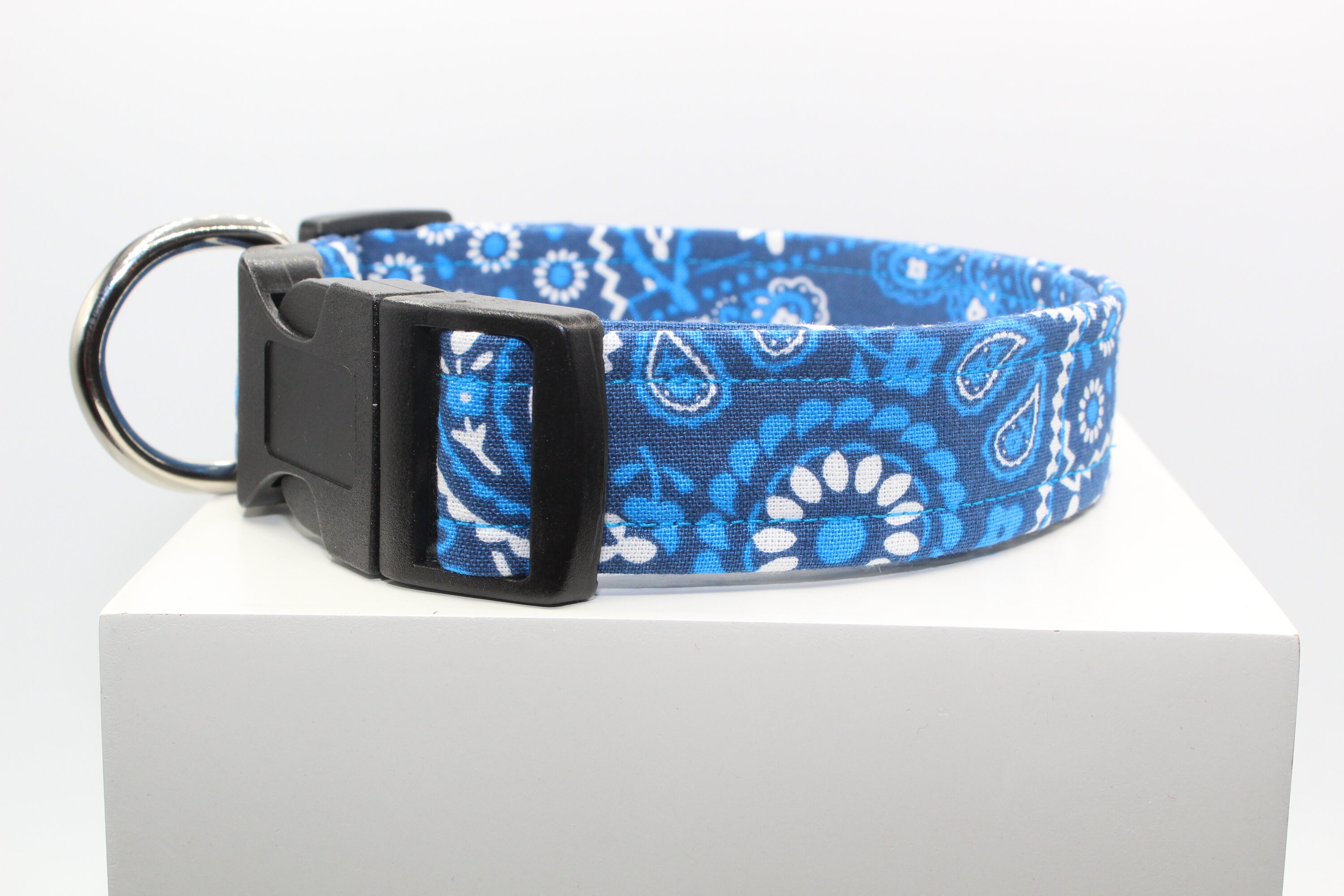 Blue bandana dog collar Handmade dog collar Custom dog Etsy