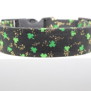 Shamrocks & Gold dog collar, Handmade dog collar, Custom dog collar, Fabric dog collar, Patrick dog collar, St. Valentine dog collar, Dogs