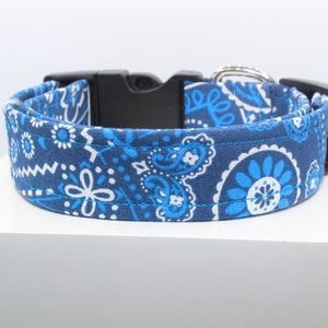 Blue bandana dog collar, Handmade dog collar, Custom dog collar, Fabric dog collar, Dog collars, Dogs