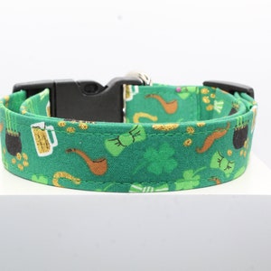 St. Patrick&#39;s Parade dog collar, Dog collars, Handmade dog collar, Fabric dog collar, Custom dog collar, St. Patrick dog collar, Dogs.