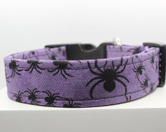 Spiders Halloween | Handmade dog collar, Fabric dog collar, Adjustable dog collar, Durable dog collar, Pet collar gift