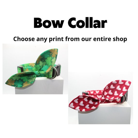 Daki's Bow Collar | Custom Print Bow Dog Collar, Handmade Adjustable Collar, Fabric dog collar, Dog bow collar, Coquette dog collar