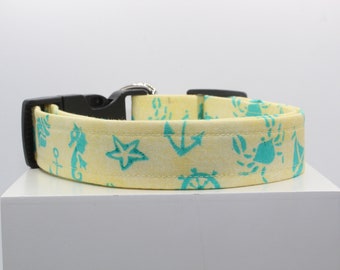 Nautical Yellow | Handmade dog collar, Fabric dog collar, Adjustable dog collar, Durable dog collar, Stylish dog collar , Cute dog collar