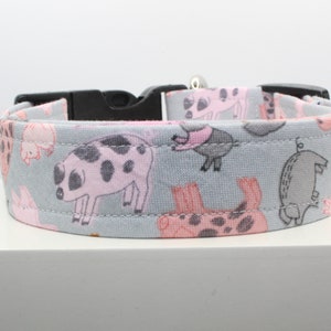 Piggies dog collar, Handmade dog collar, Custom dog collar, Fabric dog collar, Print dog collar, Collars for dogs, Dog collars, Dogs.