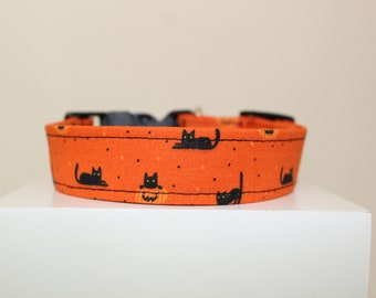 Halloween Black Cats | Handmade dog collar, Fabric dog collar, Adjustable dog collar, Durable dog collar, Stylish dog collar