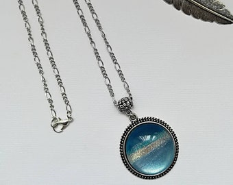 Hand painted glass cabochon necklace