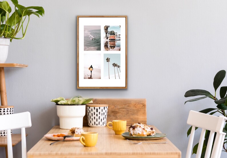 Printable Surf Life Photo Modern Surf Decor Gift For Him Retro Van Beach Photography Collage Beach Poster California Wall Art Print